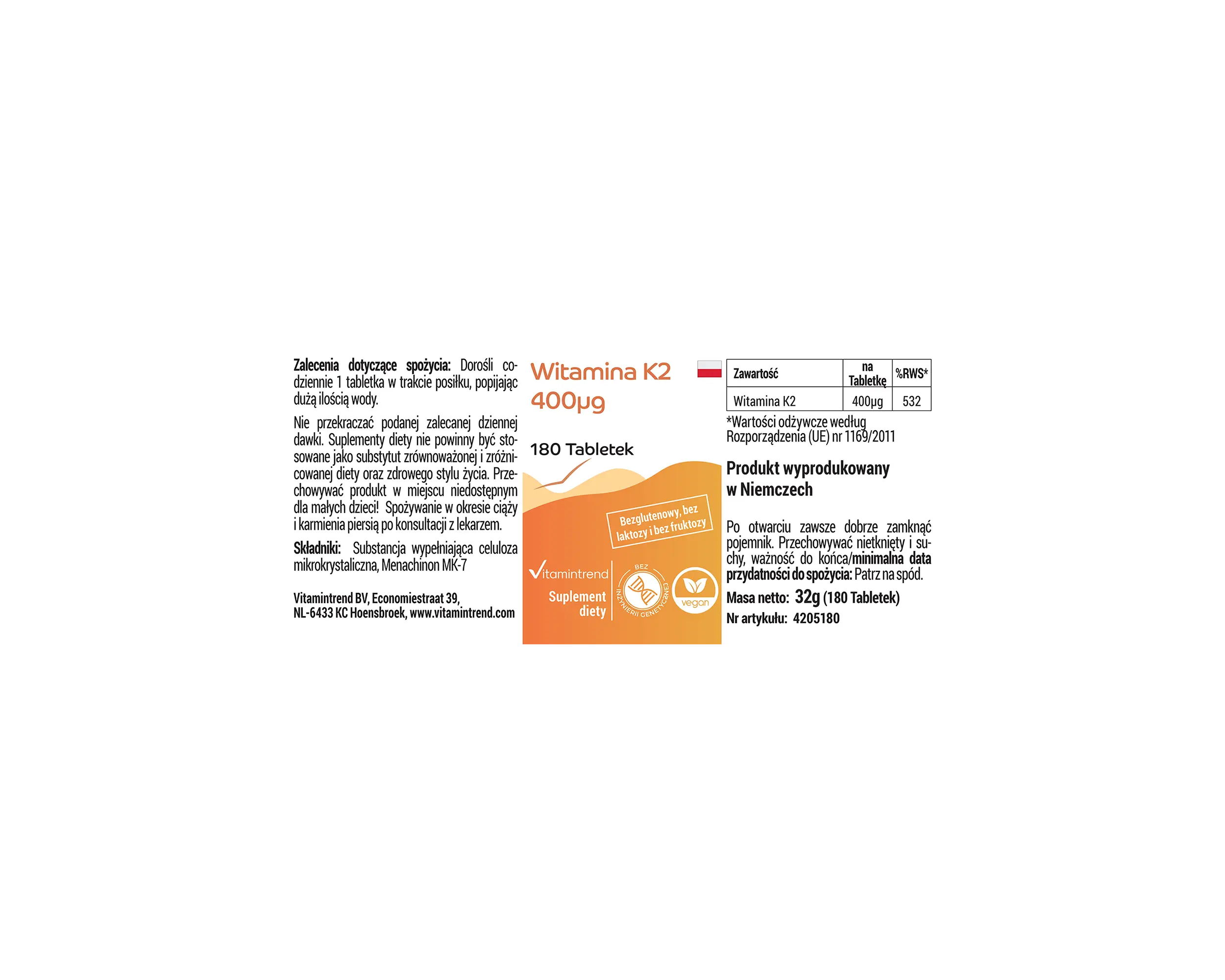 Vitamin K2 400μg - 180 Tabletten | Vitamintrend