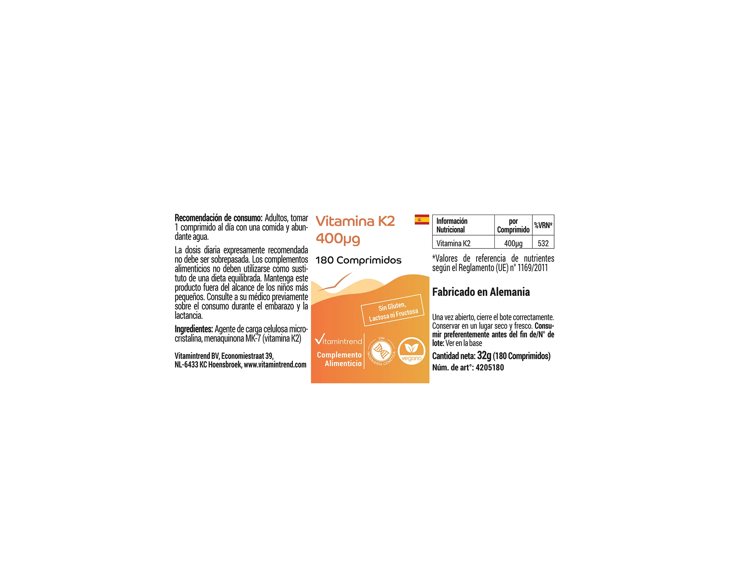 Vitamin K2 400μg - 180 Tabletten | Vitamintrend