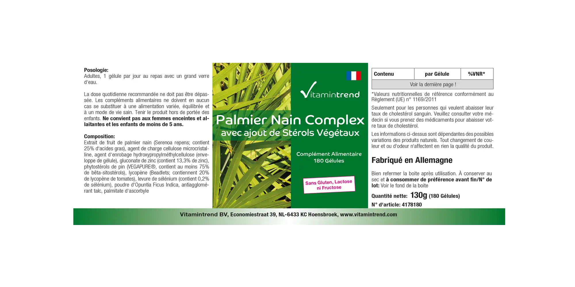 Palmier nain Complexe - vegan - 180 gélules - paquet familial
