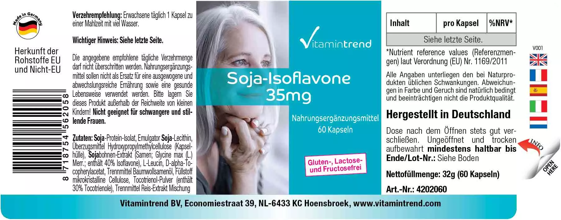Soja-Isoflavone 35mg - 60 Kapseln mit Vitamin E