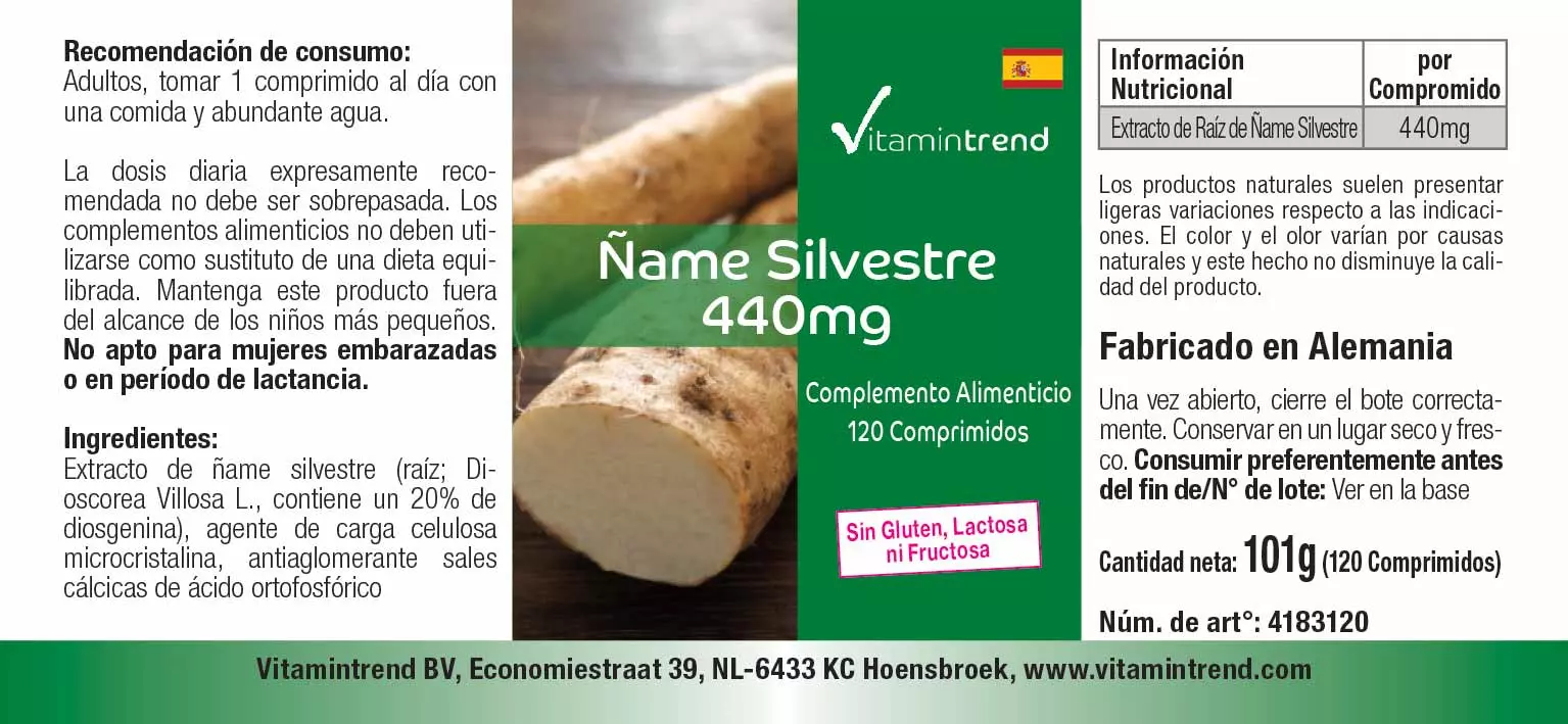 Wild Yams Extrakt 440mg - 120 Tabletten - 20% Diosgenin