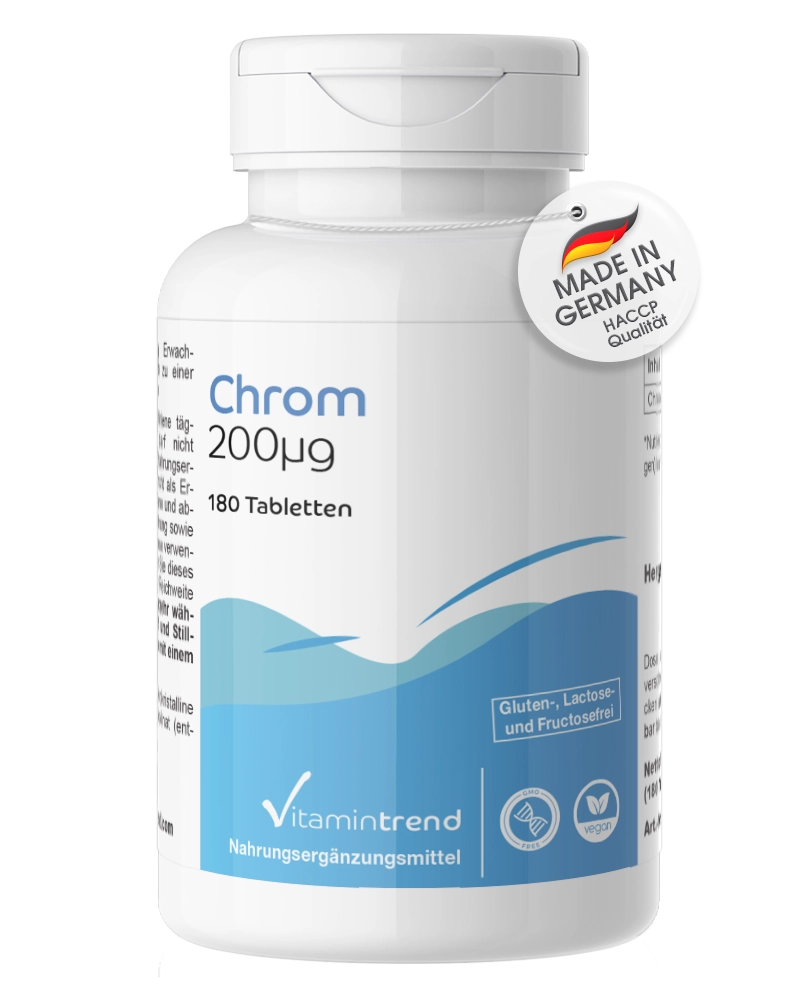 Chrom 200µg aus Chrompicolinat - 180 Tabletten - Großpackung für 1/2 Jahr - vegan | Vitamintrend Chrom 200µg aus Chrompicolinat - 180 Tabletten - Großpackung für 1/2 Jahr - vegan | Vitamintrend