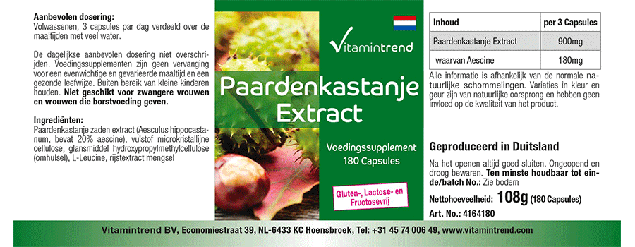 Horse chestnut extract 300mg - vegan - 180 Capsules