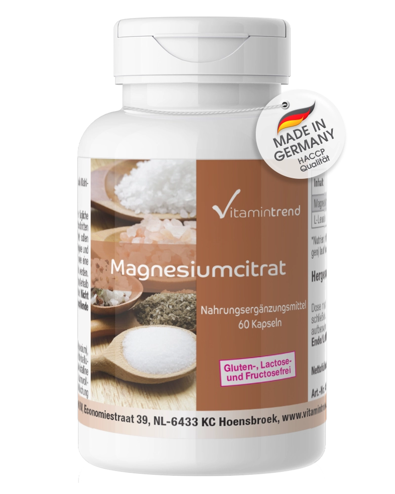 Citrate de Magnésium - 60 gélules - Magnésium organiquement lié Citrate de Magnésium - 60 gélules - Magnésium organiquement lié