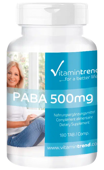 PABA 500mg 180 Tabletten, Großpackung für 1/2 Jahr, Para-Aminobenzoesäure, Schönheitsvitamin, vegan