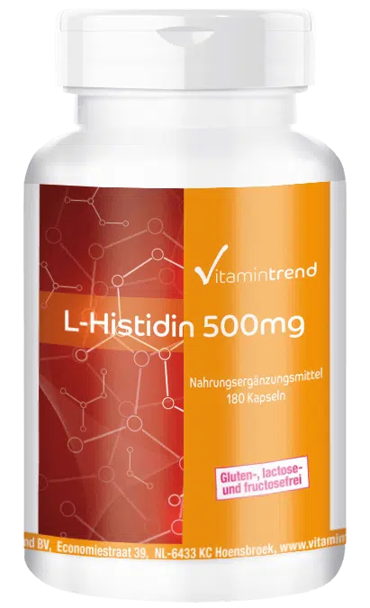 L-Histidin 500mg - hochdosiert - vegan - 180 Kapseln - Großpackung