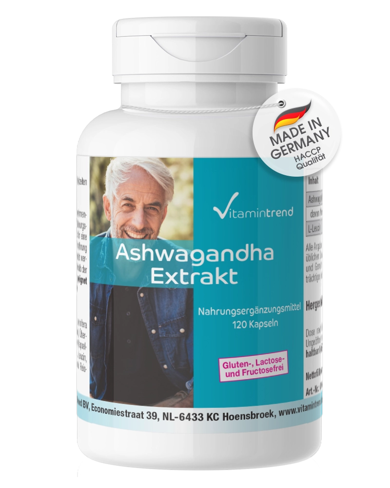 Ashwagandha-Extrakt 1000mg - davon Withanolide 50mg - 120 Kapseln - vegan | Vitamintrend Ashwagandha-Extrakt 1000mg - davon Withanolide 50mg - 120 Kapseln - vegan | Vitamintrend