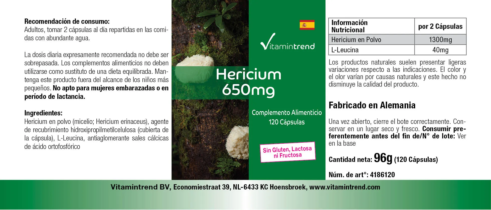 VT 4186120 Hericium 650mg  (183x65)(ES)