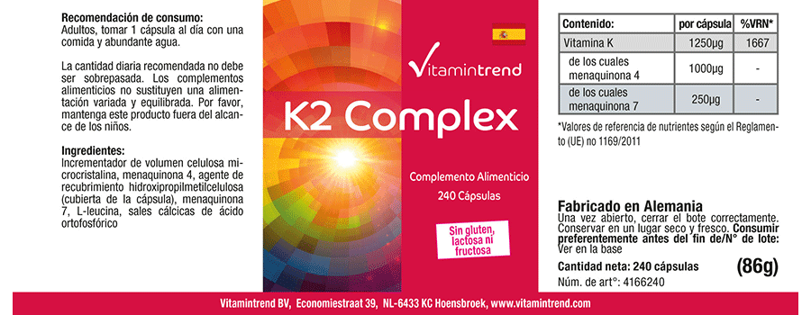 K2 Komplex - vegan - 240 Kapseln - Großpackung