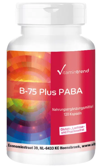 B-75 con PABA - complejo de vitaminas B - vegano - 120 cápsulas - tratamiento para 4 meses