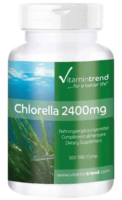 Chlorella 2400mg Tagesdosis, Großpackung von 500 Tabletten, Reinsubstanz, vegan