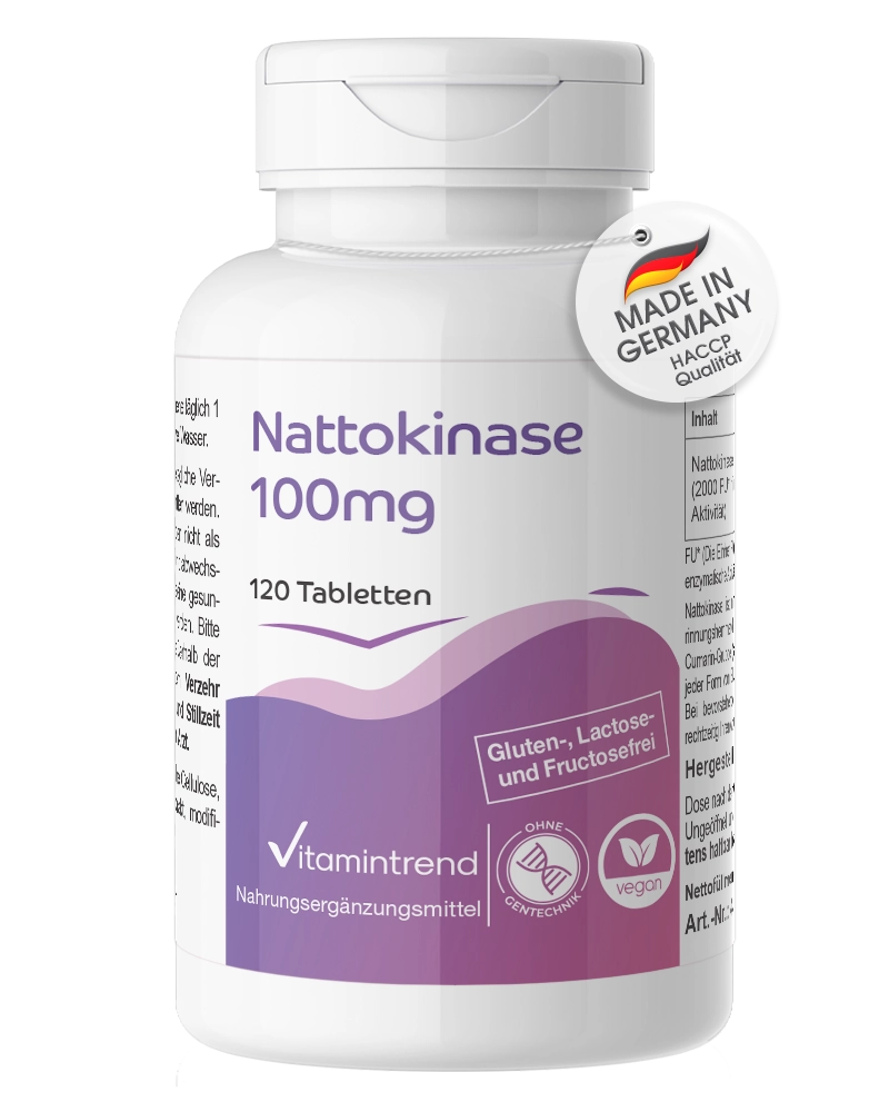 Nattokinase 100mg - 120 Tabletten 2000 FU Großpackung für 4 Monate - vegan | Vitamintrend