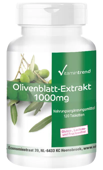 Olive leaf extract 1000mg - 120 tablet, 20% oleuropein, highly dosed, vegan