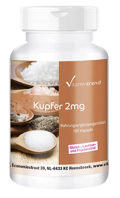 Copper 2mg - vegan - 180 capsules - bulk pack