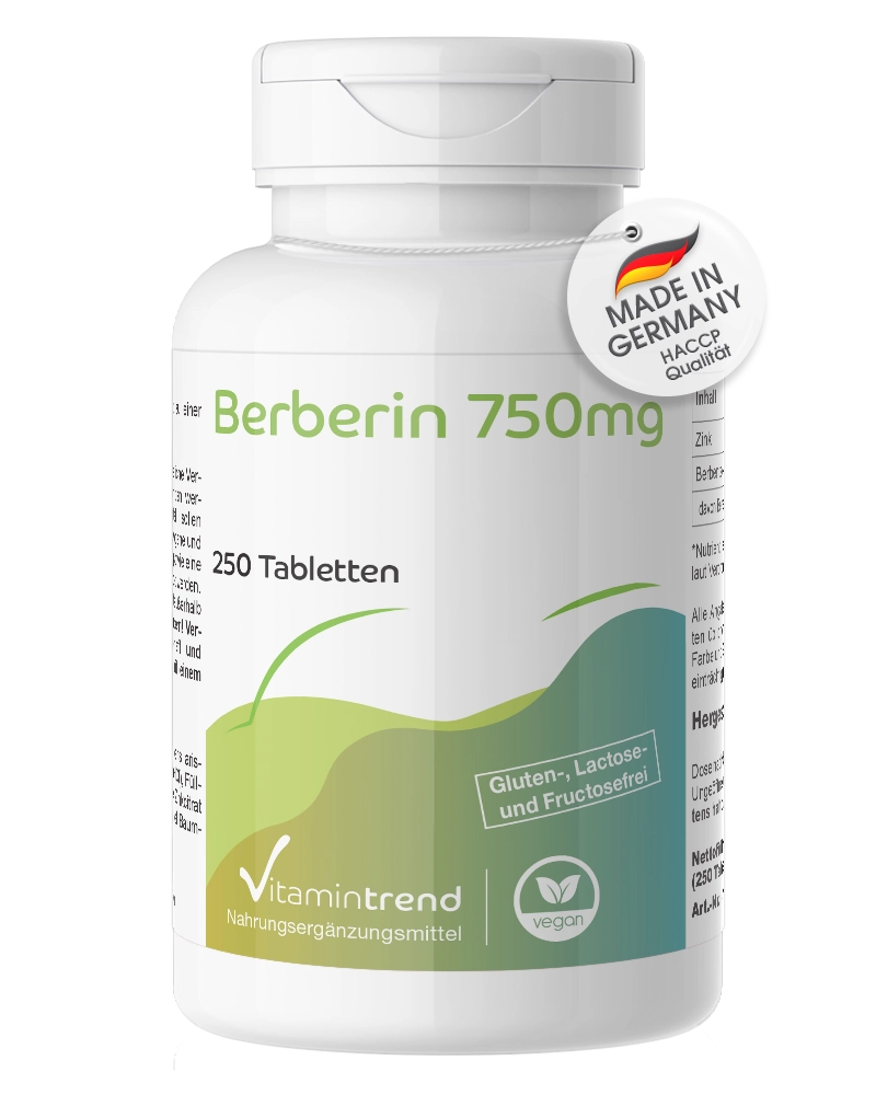 Berbérine 750mg - dosage élevé - végan - 250 comprimés Berbérine 750mg - dosage élevé - végan - 250 comprimés
