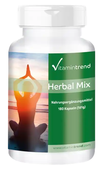Herbal Mix - 180 Kapseln - Pflanzenextrakte, B6, B12 und Folsäure