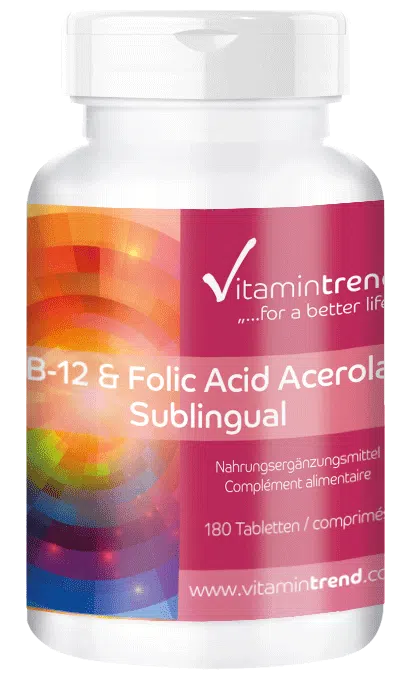 Vitamin B12 & folic acid sublingual with acerola 180 Tablets
