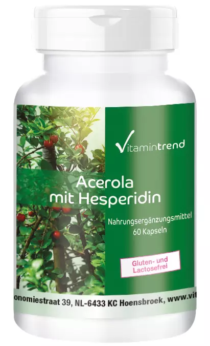Acerola con hesperidina - 60 cápsulas con extracto de semilla de pomelo