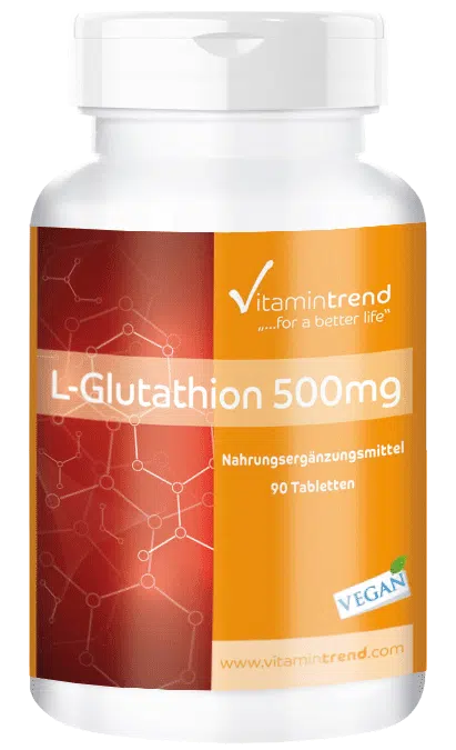 L-Glutathion 500mg 90 comprimés, végétalien, dosage élevé, sous forme réduite, flacon pour 3 mois