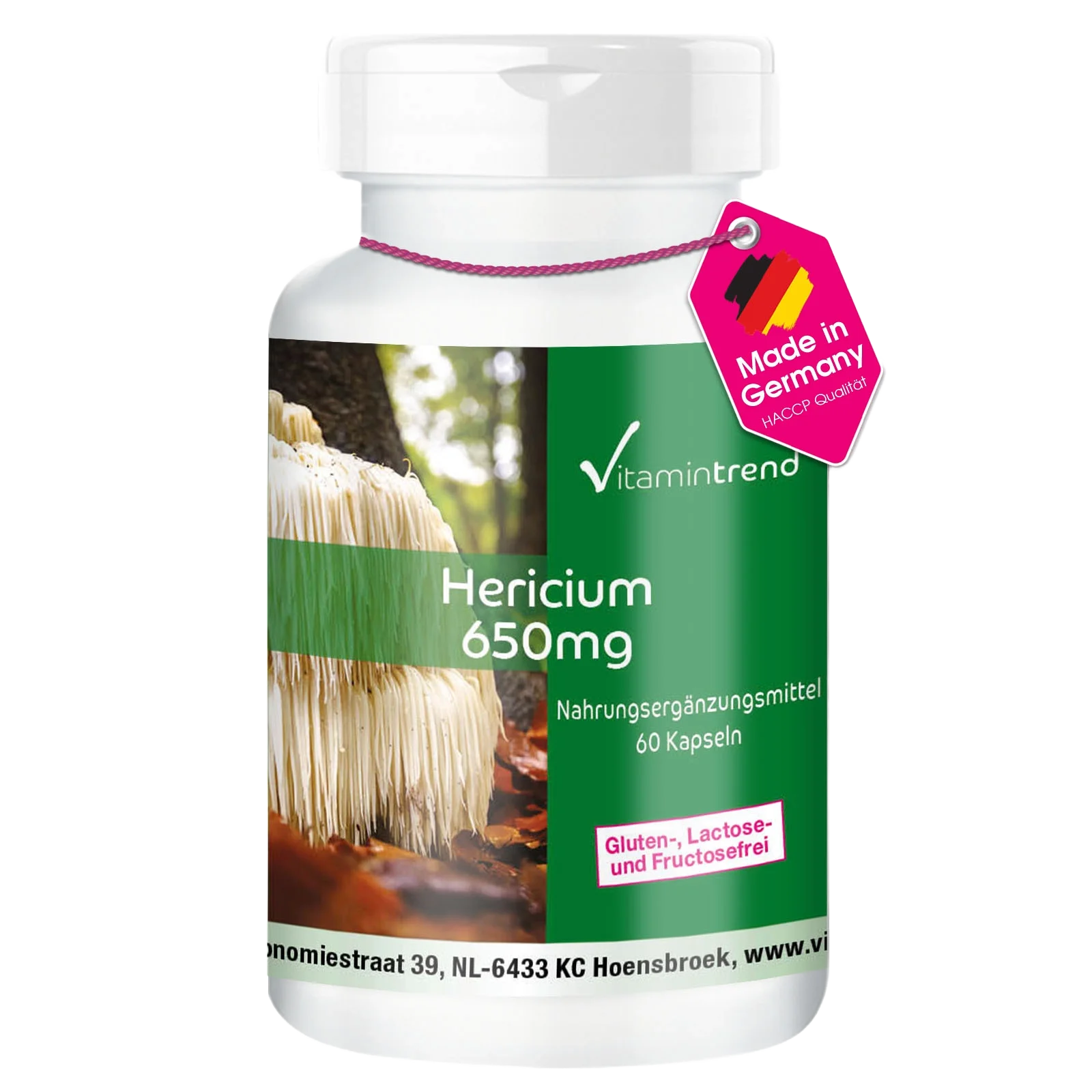 Hericium 650mg - 60 capsule, fungo vitale vegano