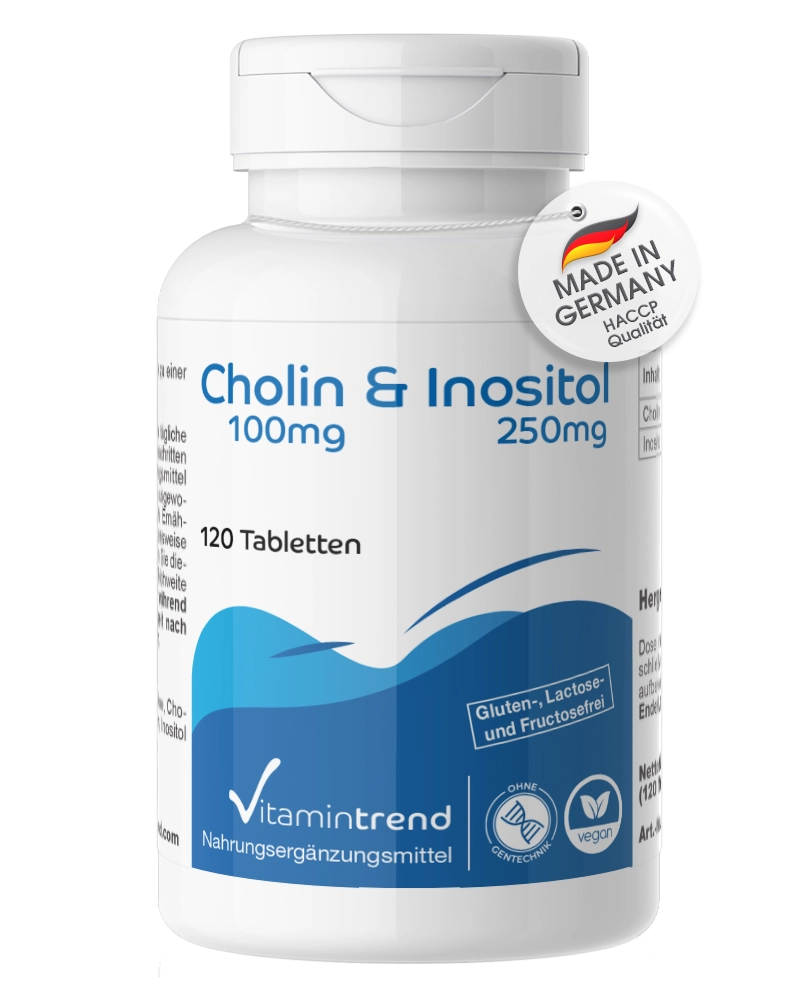 Cholin 100mg & Inositol 250mg - 120 Tabletten - vegan | Vitamintrend Cholin 100mg & Inositol 250mg - 120 Tabletten - vegan | Vitamintrend