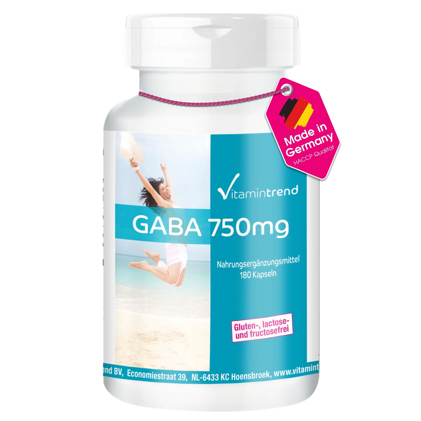 GABA 750mg - Dosis elevada - Vegano - 180 Cápsulas