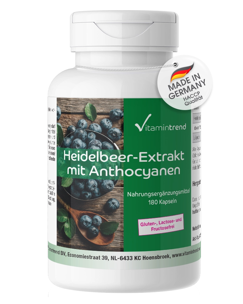 Heidelbeer-Extrakt 500mg - 180 Kapseln - vegan | Vitamintrend Heidelbeer-Extrakt 500mg - 180 Kapseln - vegan | Vitamintrend