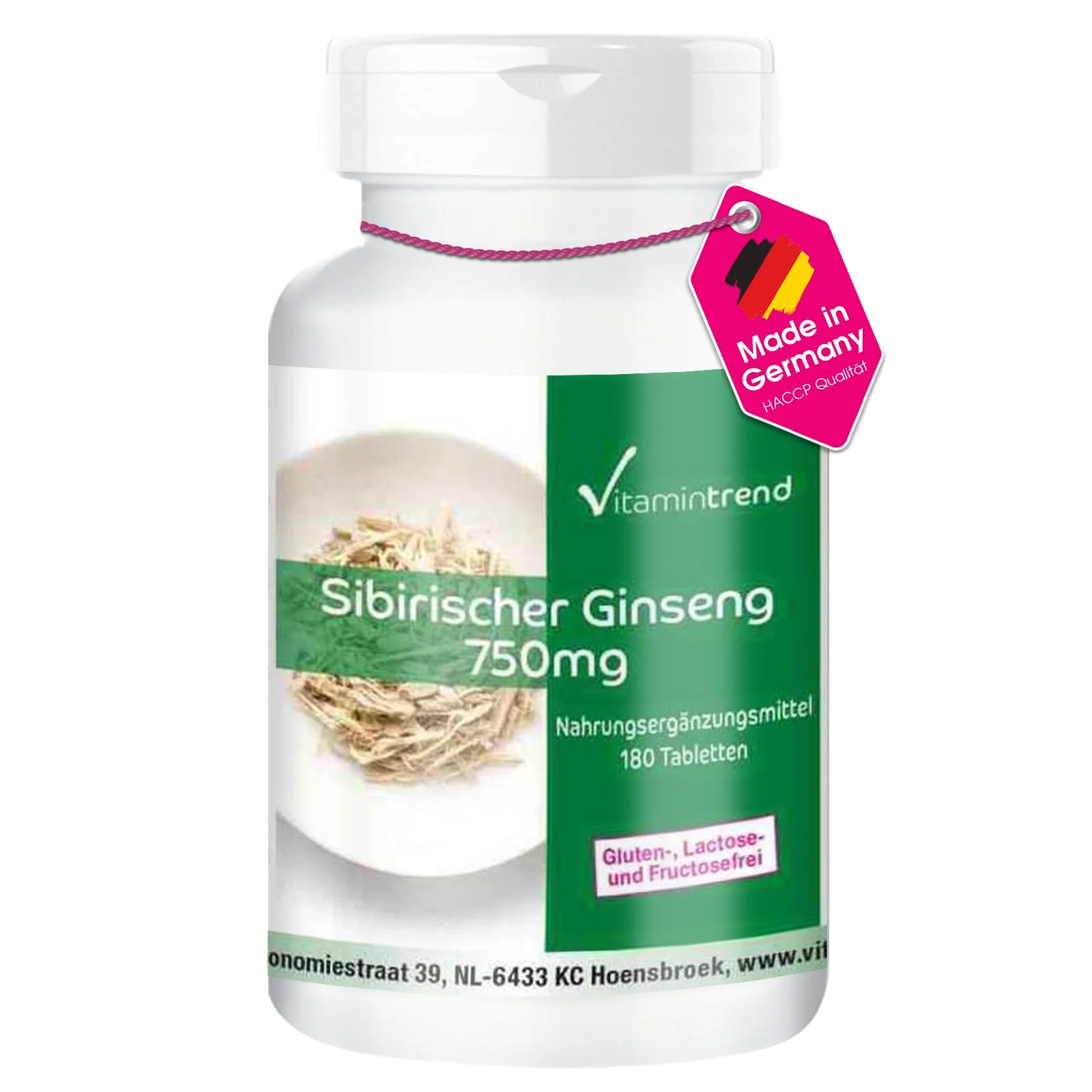 Ginseng sibérien 750mg 180 comprimés racine de taïga, végétalien