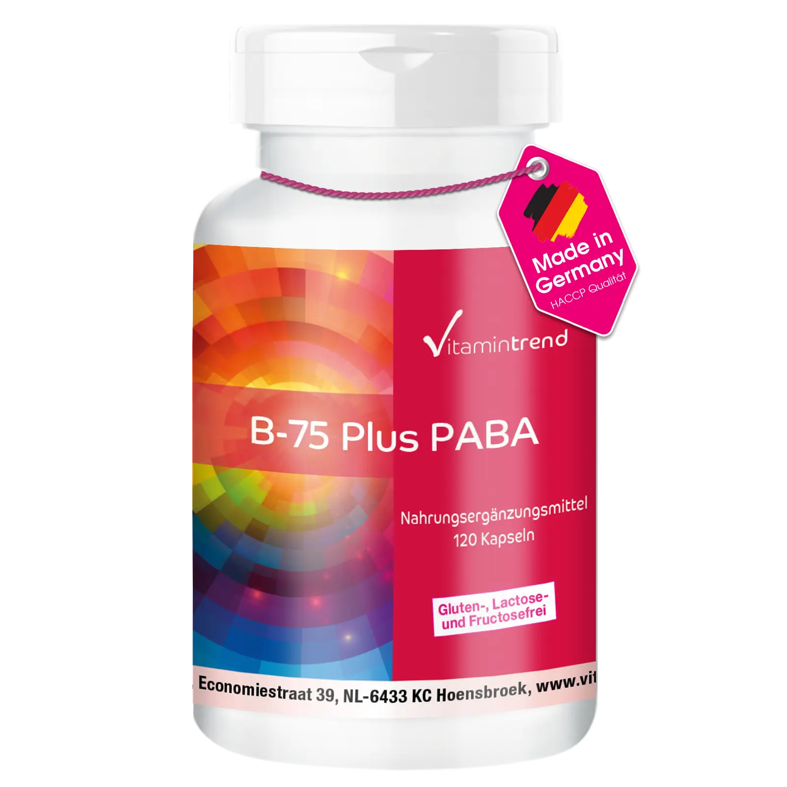 B-75 con PABA - complejo de vitaminas B - vegano - 120 cápsulas - tratamiento para 4 meses