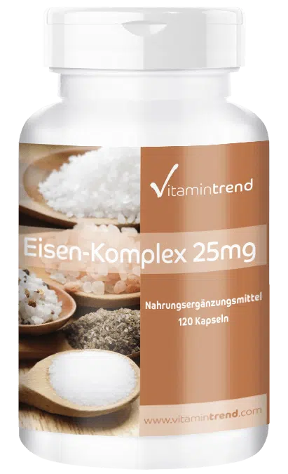 Eisen-Komplex 25mg - 120 Kapseln, vegan, Großpackung für 4 Monate